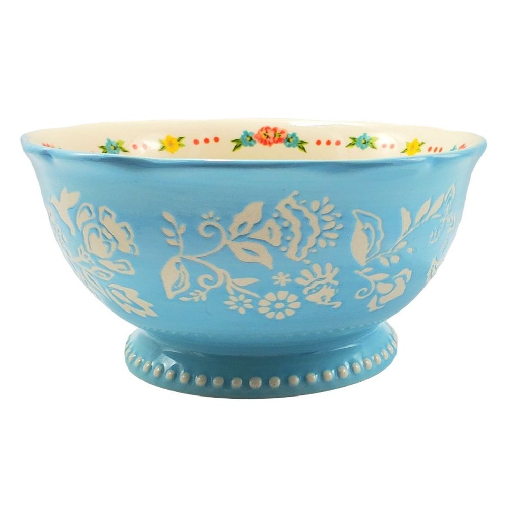 The Pioneer Woman Embossed Footed SWEET ROSE 6" Stoneware Cereal Bowl